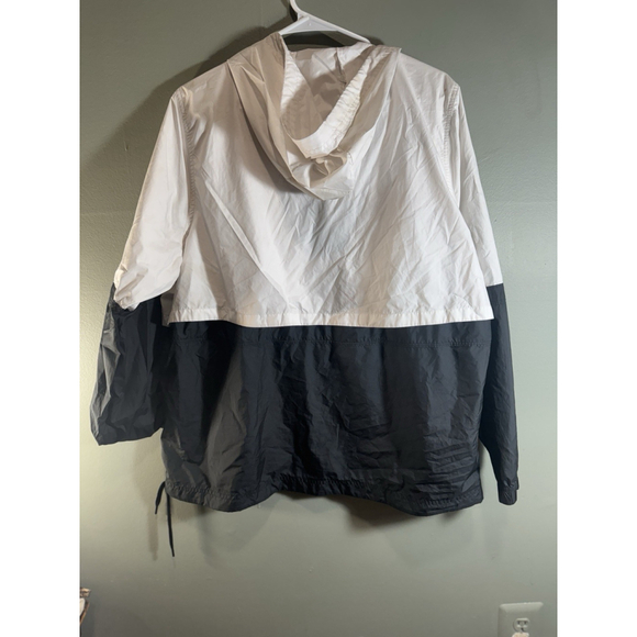 Nike Windbreaker Jacket White/Black 1X Full Zip Hooded Coat - Picture 3 of 4